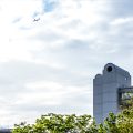 白鳥公園 名古屋国際会議場 展望と飛行機