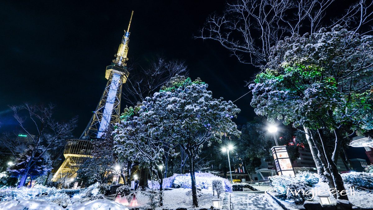 名古屋テレビ塔 さかえ川周辺と雪