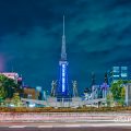 名古屋テレビ塔 (ブルーライトアップ)と双身像 May 2020