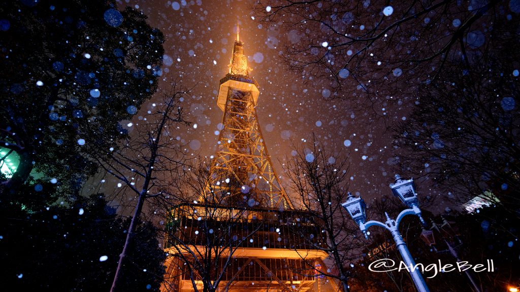 雪景 北側 ガス燈と名古屋テレビ塔