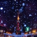 雪景 名古屋市中区 『栄』 双身像と名古屋テレビ塔