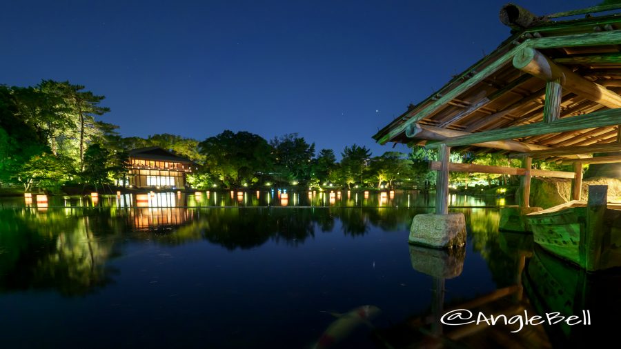 夜会2017夏 龍仙湖 湖面と観仙楼 名古屋徳川園