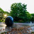 名城公園 彫刻の庭 水の広場の夕景