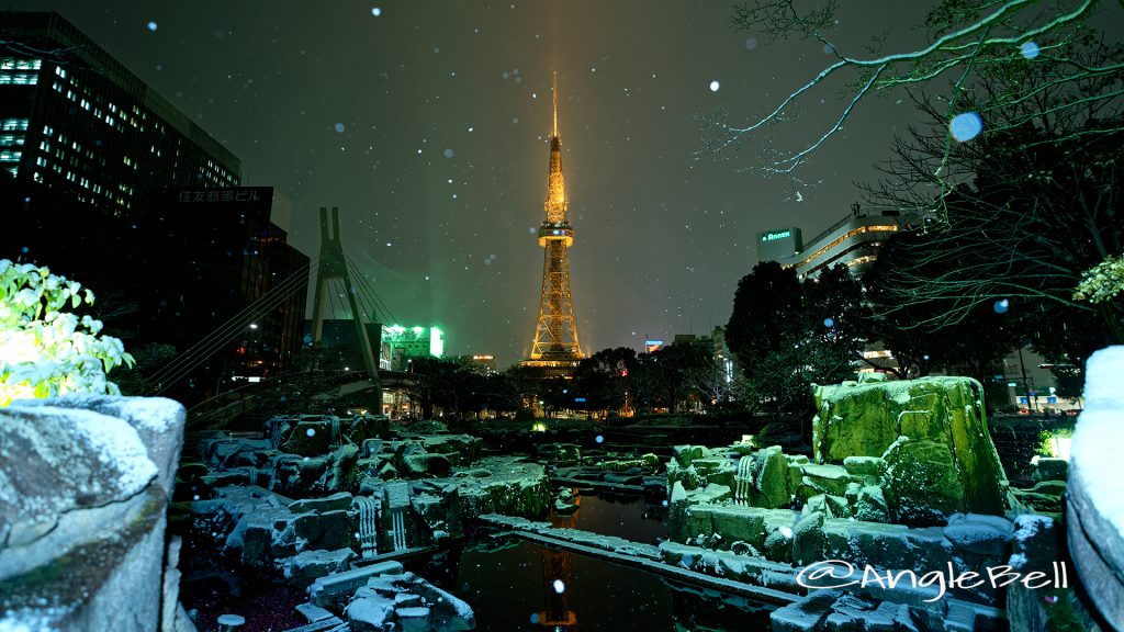 雪景 ロサンゼルス広場から見る名古屋テレビ塔