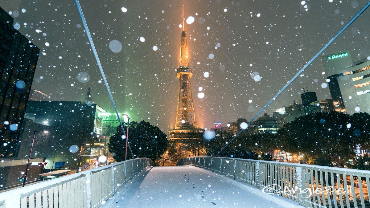 雪景 セントラルブリッジから見る名古屋テレビ塔 2018