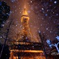 雪景 北側 ガス燈と名古屋テレビ塔